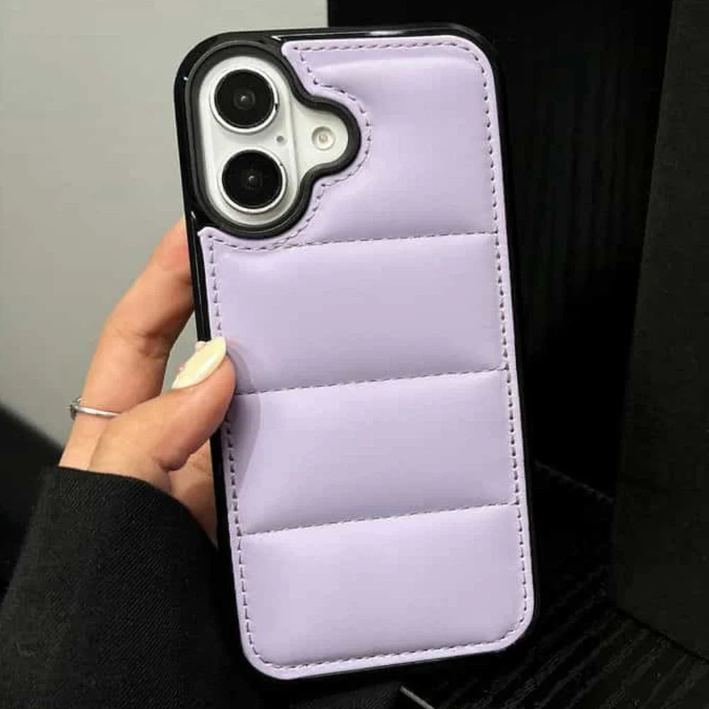 High Quality Puffer Phone Case for iPhone, Solid Color, Shockproof Protection, Soft Cover