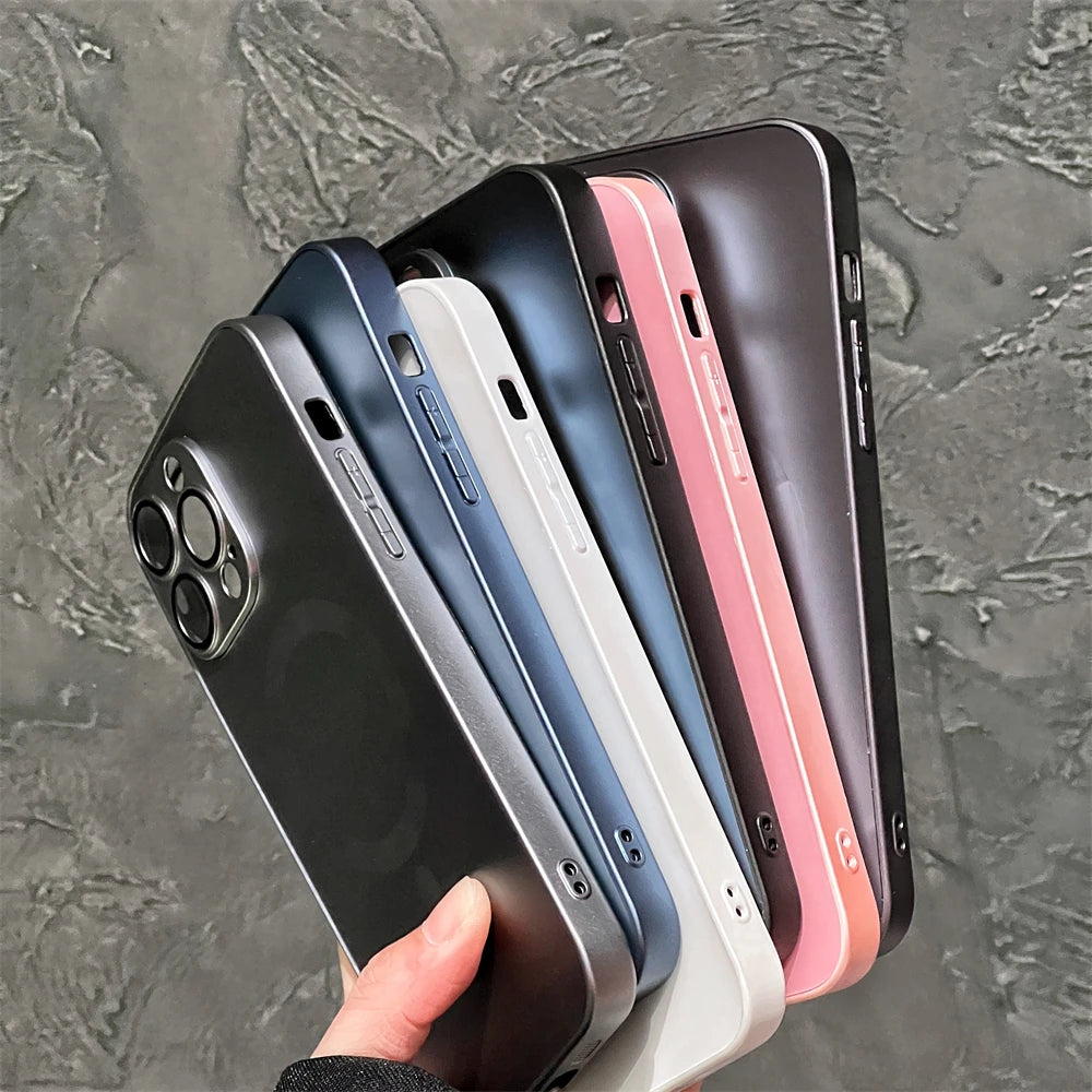 Luxury Matte Phone Case for iPhone, For Magsafe Wireless Charging Phone Case, Shockproof Bumper Cover
