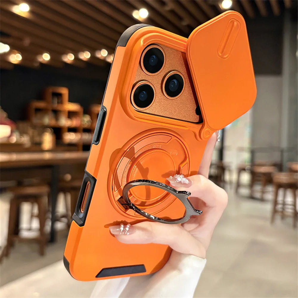 Premium Magnetic Stand Phone Case for iPhone, Full Camera Protection, All Around Protection Phone Case, Shockproof Protection Phone Case