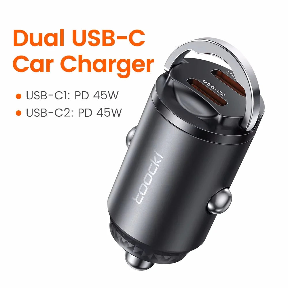 High Quality Car Charger, 45W Power, Fast Charging, USB C, Charger Adapter For iPhone