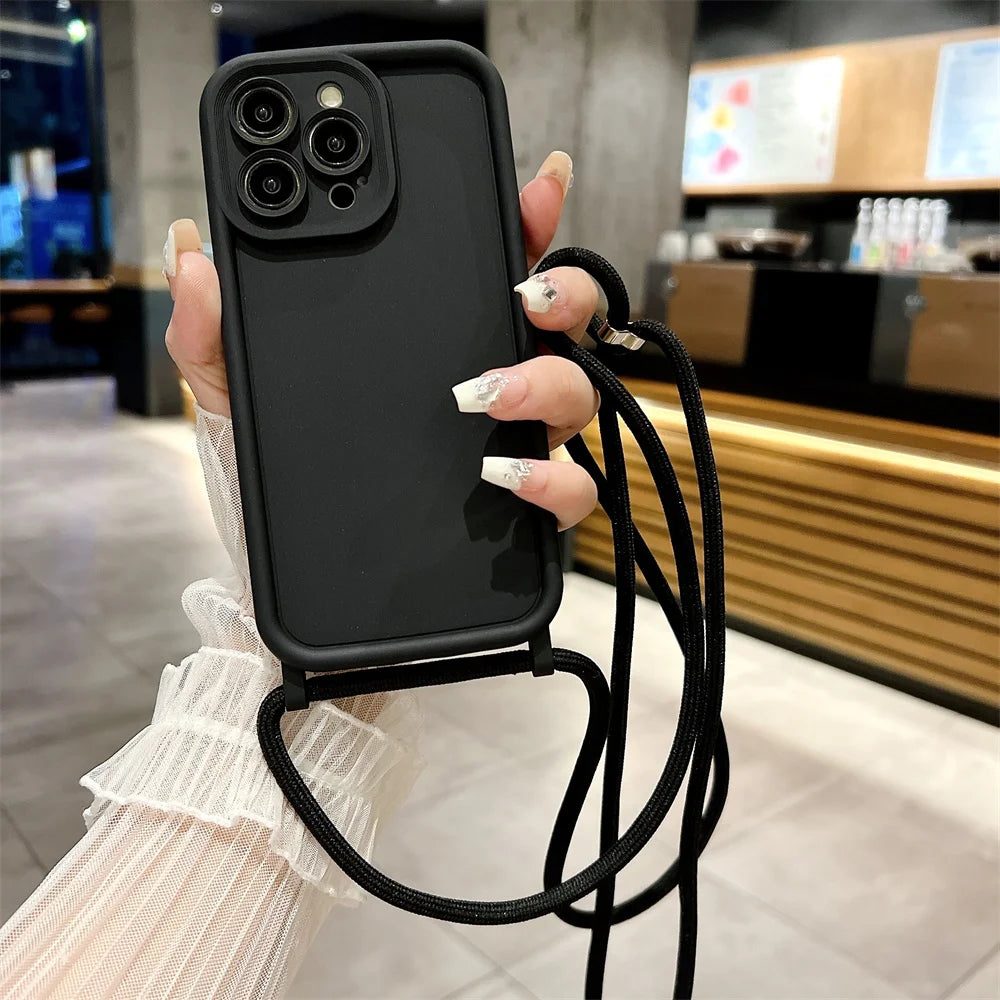 High Quality iPhone Case with Crossbody Adjustable Strap, Premium Silicone Case