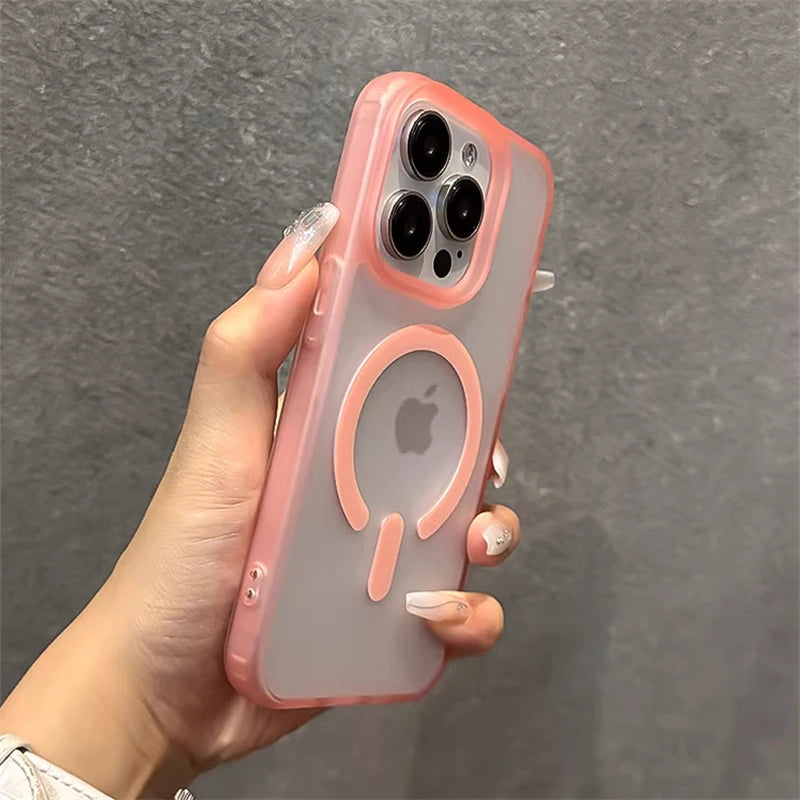 High Quality Translucent Material, For MagSafe Magnetic and Wireless Charging Case For iPhone, Jelly Bumper Shockproof Cover