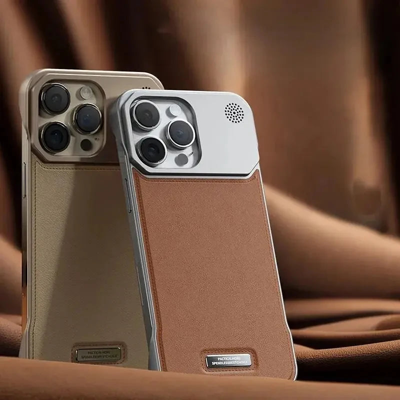 Luxury Leather Phone Case for iPhone, Magnetic Wireless Charging Case, Unique Design, Shockproof Resistant