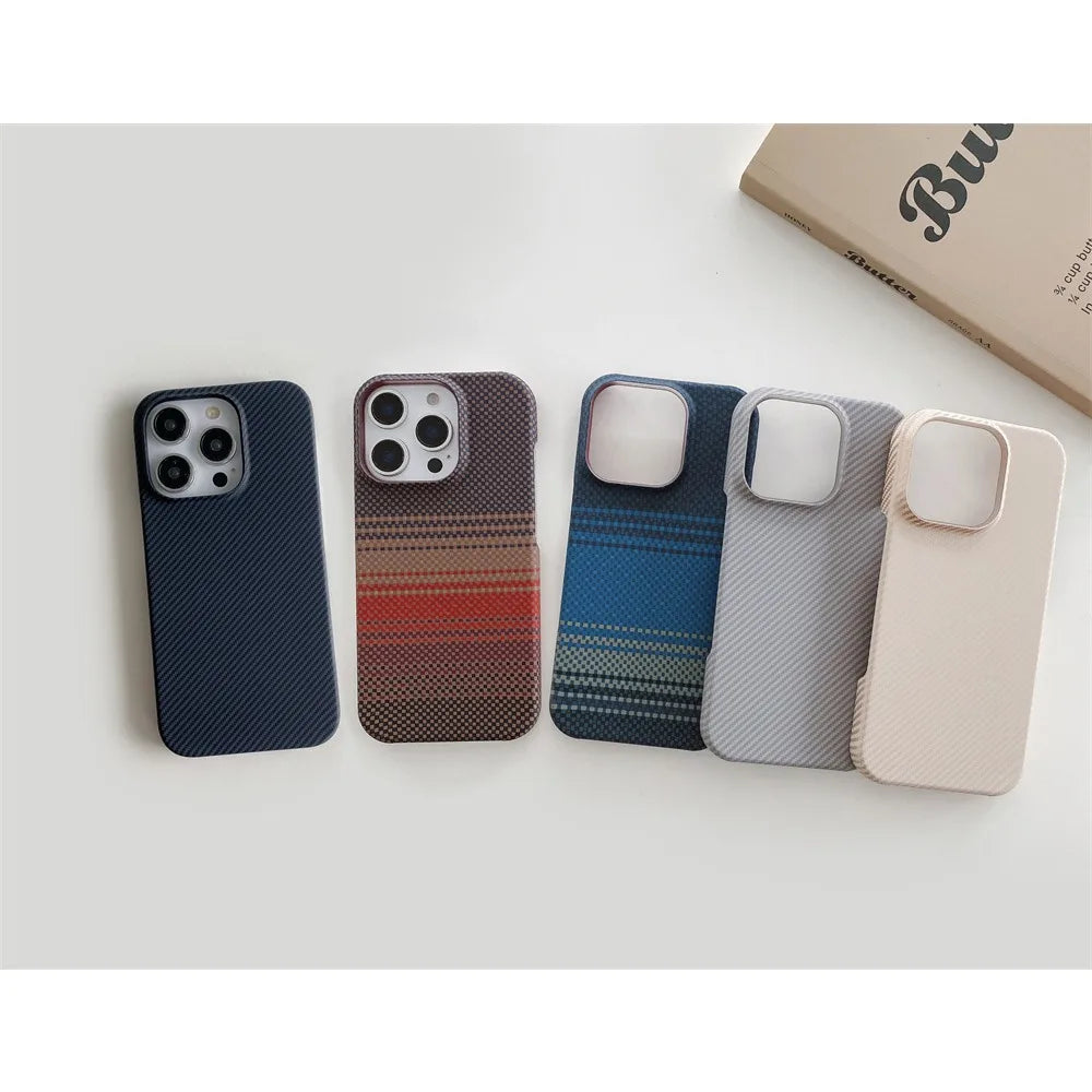 Ultra-Thin Kevlar Aramid Case for your iPhone. MagSafe Ready. Lightweight. Premium Feel.