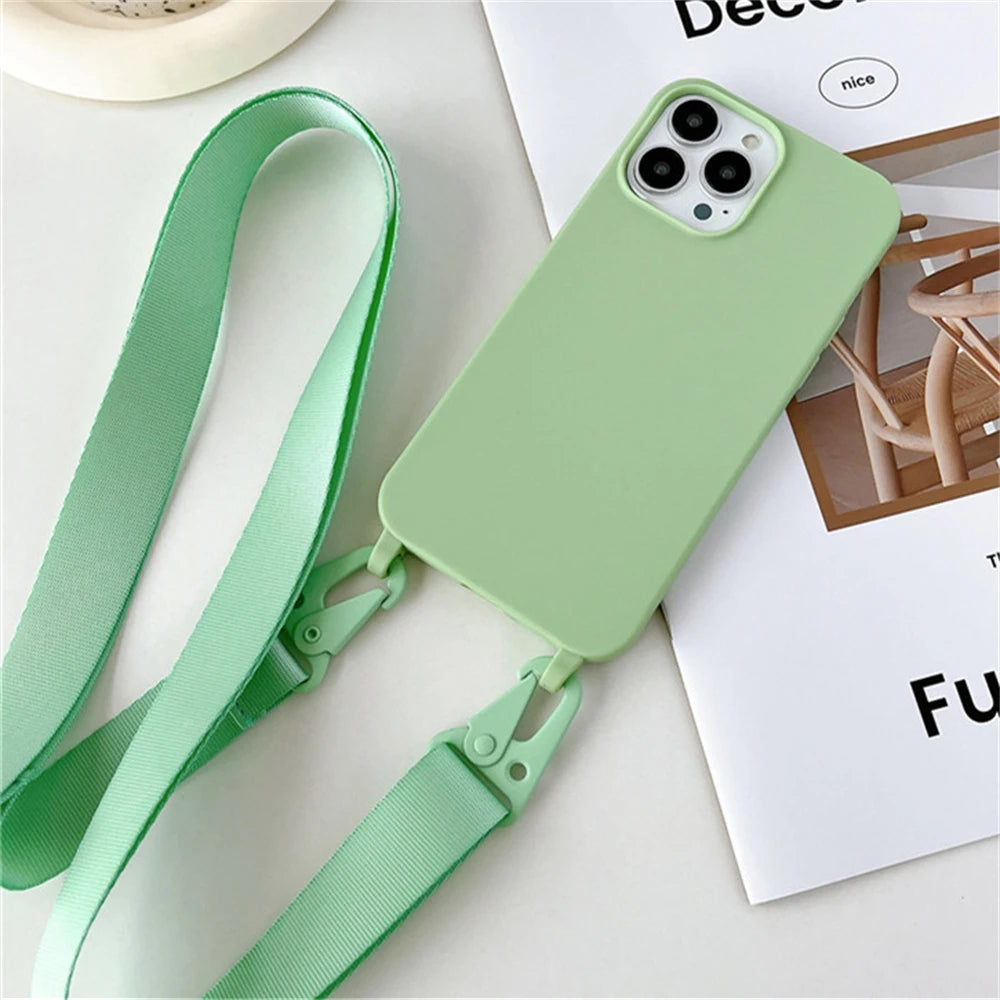 High Quality Silicone Case with Crossbody Strap, Shockproof Cover, Slim Design, Shockproof Resistant Case
