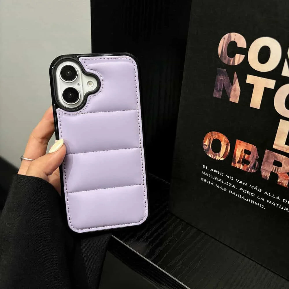 High Quality Puffer Phone Case for iPhone, Solid Color, Shockproof Protection, Soft Cover