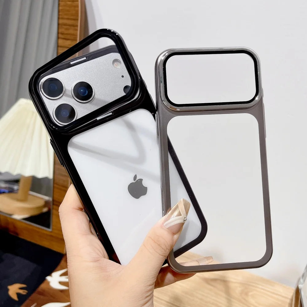 High Quality iPhone 17 Case with Camera Stand Holder, Clear Phone Case, Ultra Slim iPhone Case, Shockproof Cover