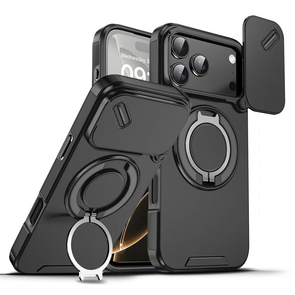 Premium Magnetic Stand Phone Case for iPhone, Full Camera Protection, All Around Protection Phone Case, Shockproof Protection Phone Case