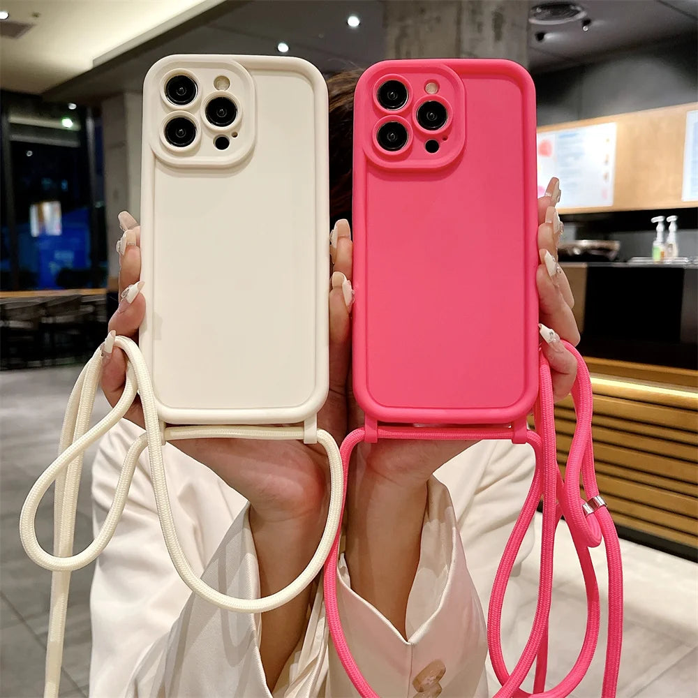 High Quality iPhone Case with Crossbody Adjustable Strap, Premium Silicone Case