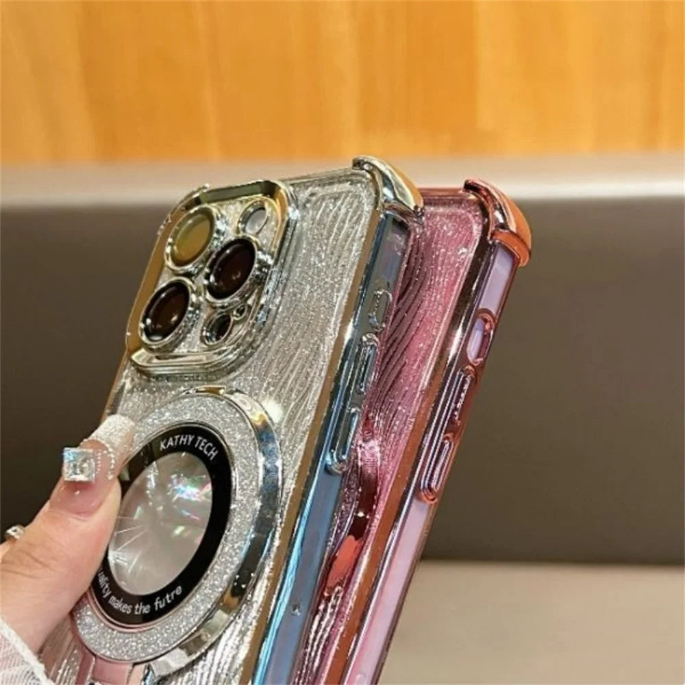 Luxury Glitter iPhone Case with Magsafe, High Quality Phone Holder, Shockproof Resistant and Anti-Scratch Material