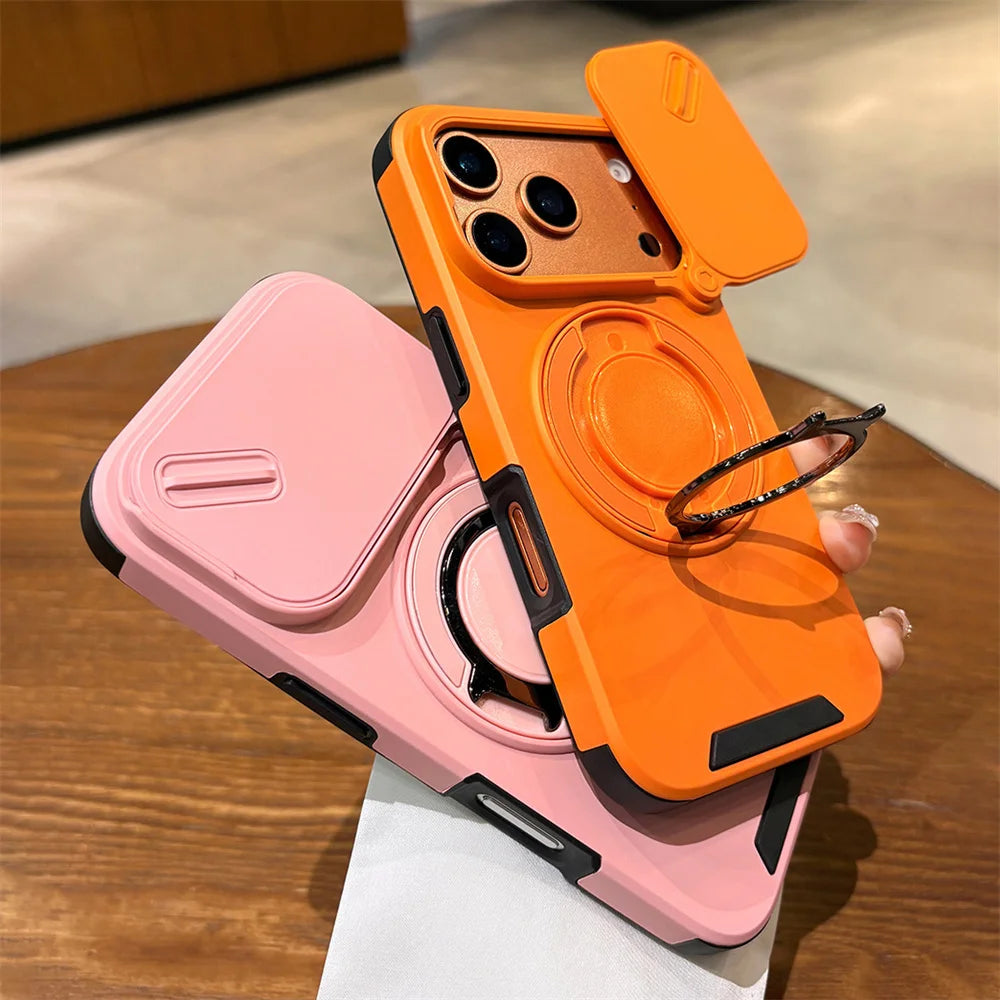 Premium Magnetic Stand Phone Case for iPhone, Full Camera Protection, All Around Protection Phone Case, Shockproof Protection Phone Case