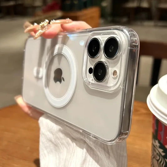 Premium Magnetic Clear iPhone Case with MagSafe Charging, High Quality Acrylic Silicone and Anti-Scratching Material
