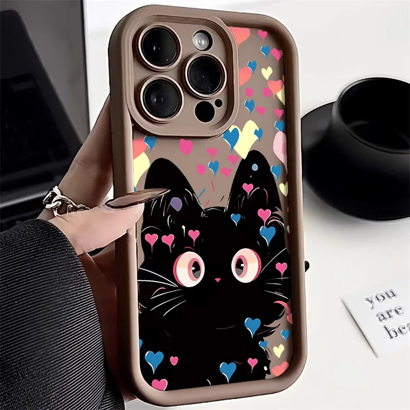 High Quality and Unique Cat Design Case For iPhone, Magsafe Case With Camera Lens Protection, Bumper Cover Phone Case, Soft Silicone Case