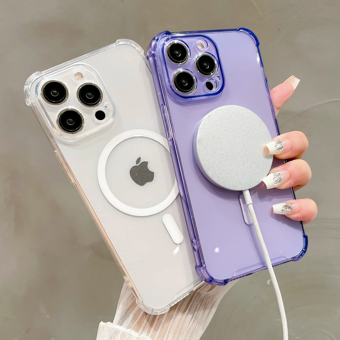 Luxury Wireless Charging Phone Case, MagSafe and Shockproof Phone Case For iPhone, Transparent and Magnetic Bumper Cover