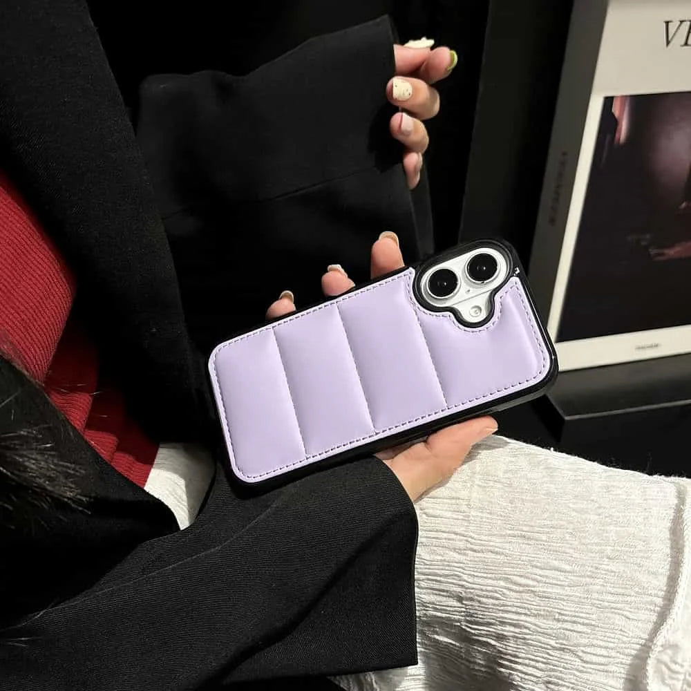 High Quality Puffer Phone Case for iPhone, Solid Color, Shockproof Protection, Soft Cover
