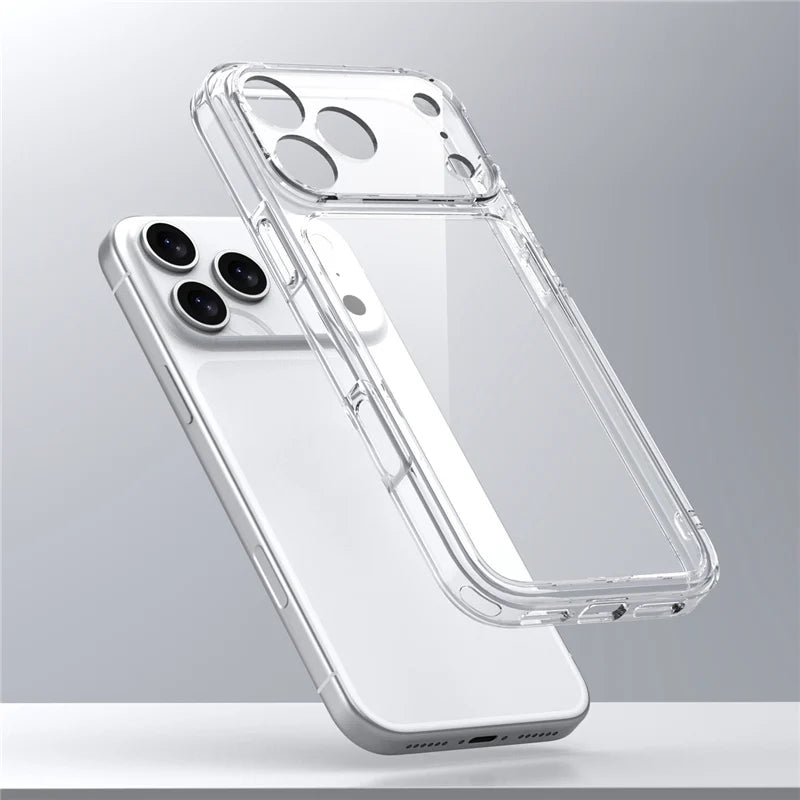 Luxury Transparent Case for iPhone, Shockproof Resistant, Clear Case, Hard Back Cover