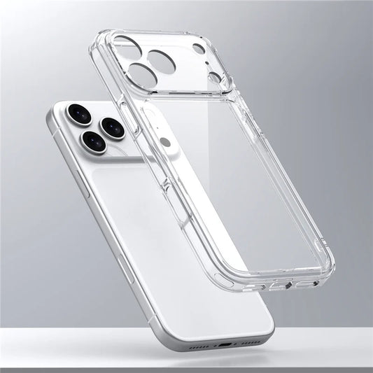 Luxury Transparent Case for iPhone, Shockproof Resistant, Clear Case, Hard Back Cover
