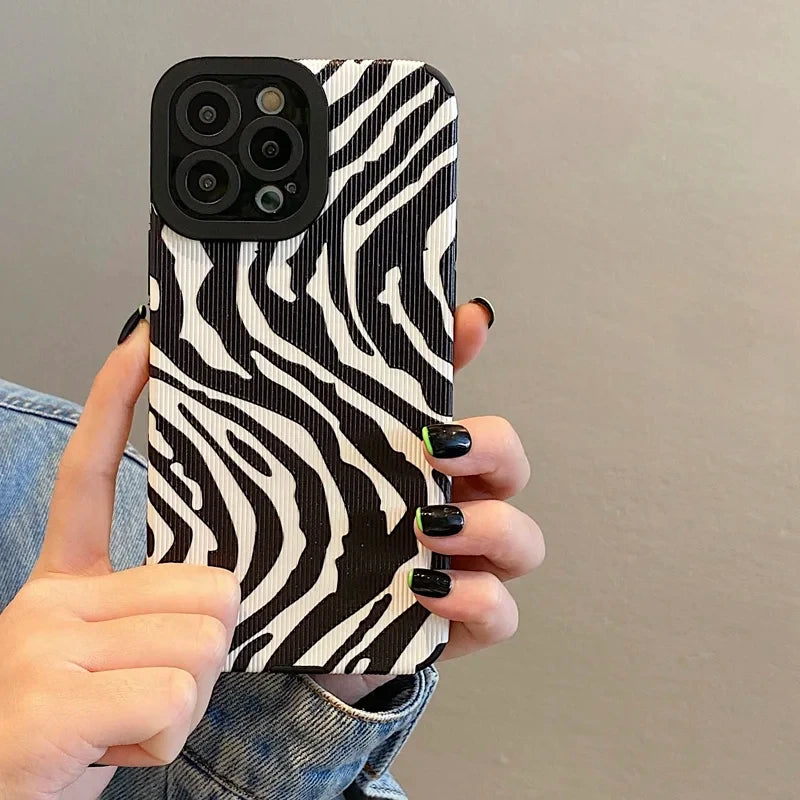 High Quality Silicone, Black and White Zebra Design Case For iPhone, Shockproof Soft Cover