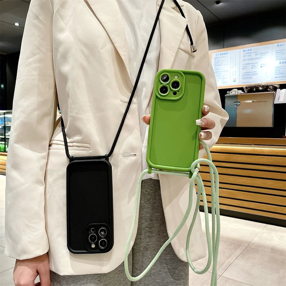 High Quality iPhone Case with Crossbody Adjustable Strap, Premium Silicone Case