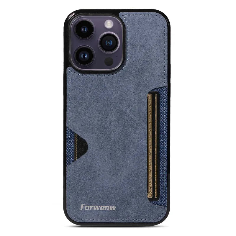 Luxury Leather Case for iPhone with Card Holder Slot, Soft Leather, All Around Protection Phone Case