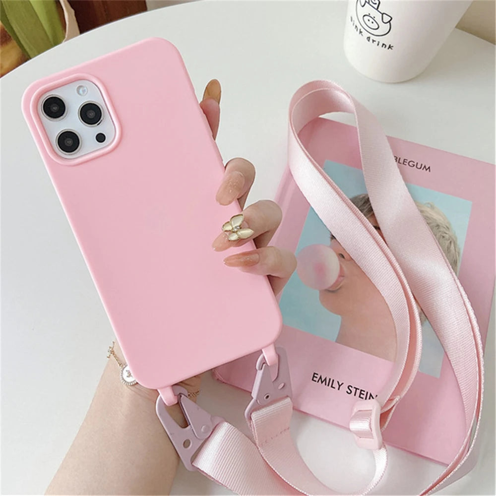 High Quality Silicone Case with Crossbody Strap, Shockproof Cover, Slim Design, Shockproof Resistant Case