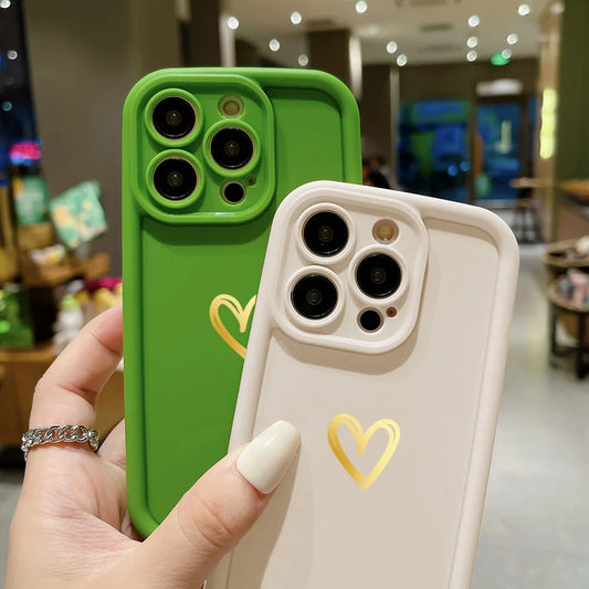 Luxury Love Heart Case For iPhone, High Quality Phone Case, Soft Silicone Phone Bumper with Heart Design, Shockproof Resistant.