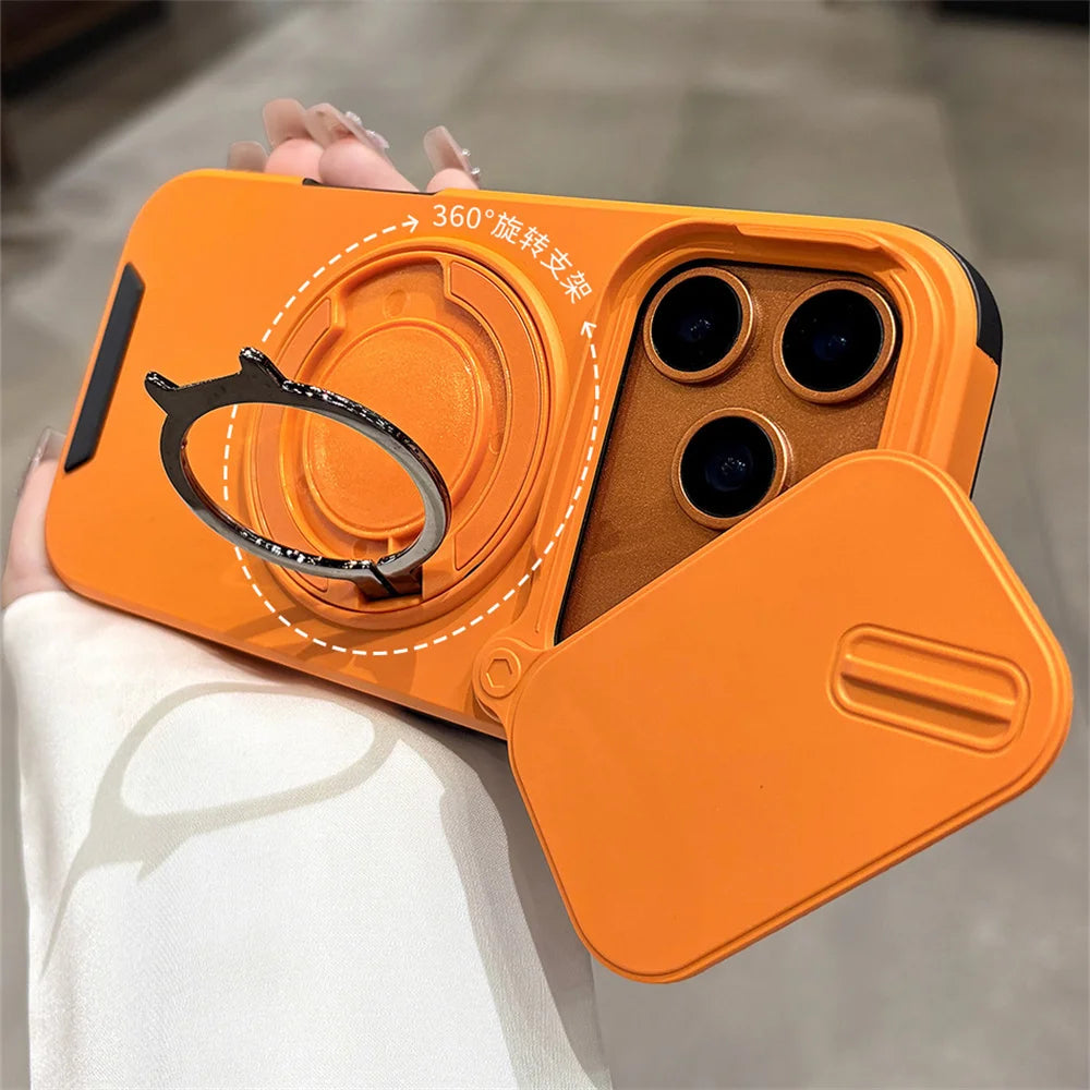 Premium Magnetic Stand Phone Case for iPhone, Full Camera Protection, All Around Protection Phone Case, Shockproof Protection Phone Case
