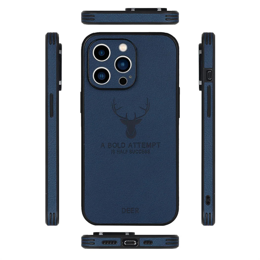 Luxury Deer Leather iPhone Case,  Shockproof Resistant, Soft Leather, All Around Protection and Camera Lens Protection