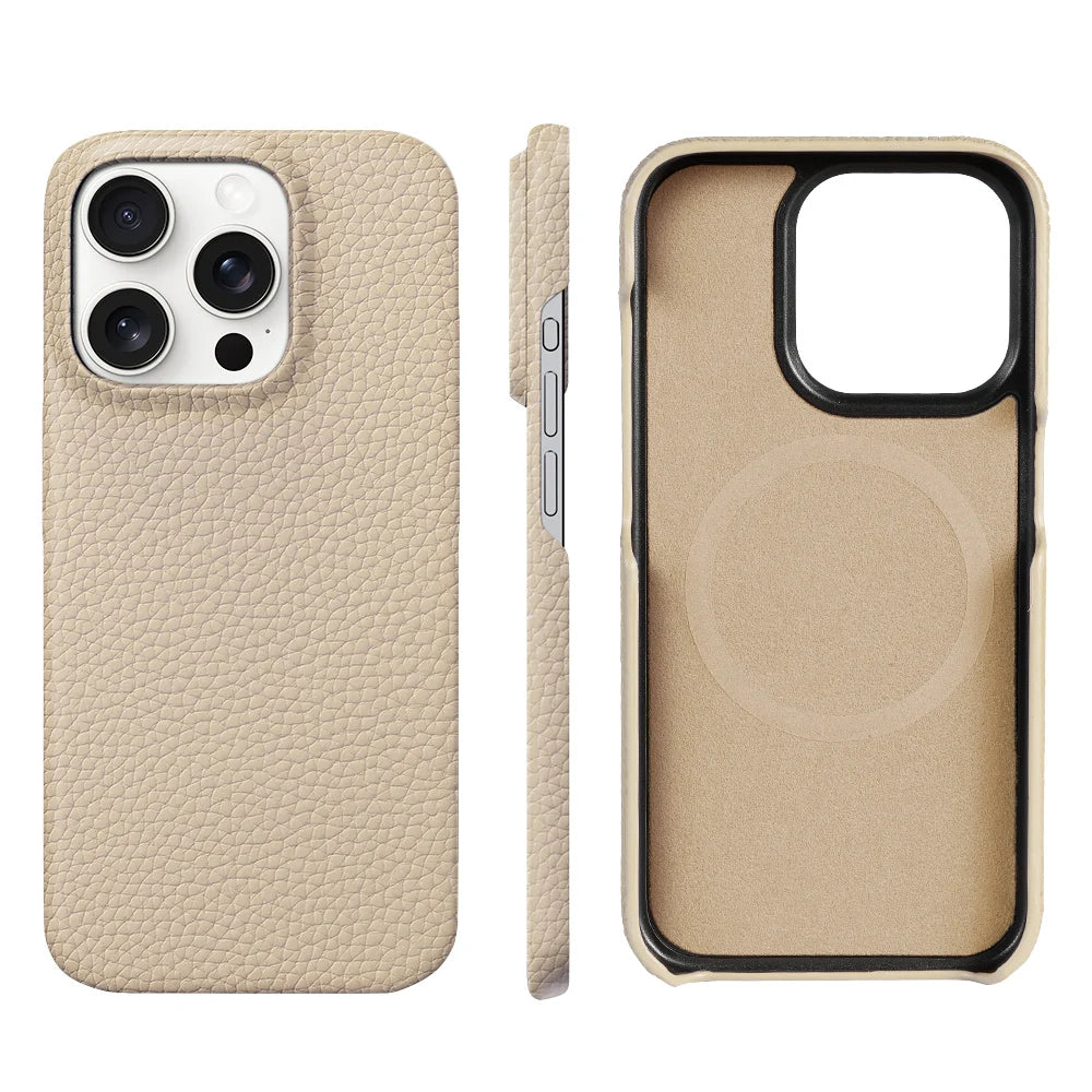 Premium Quality Magsafe Case for iPhone, Natural Leather, Magnetic Charging Case, Anti-fingerprint and Shock-proof Case.
