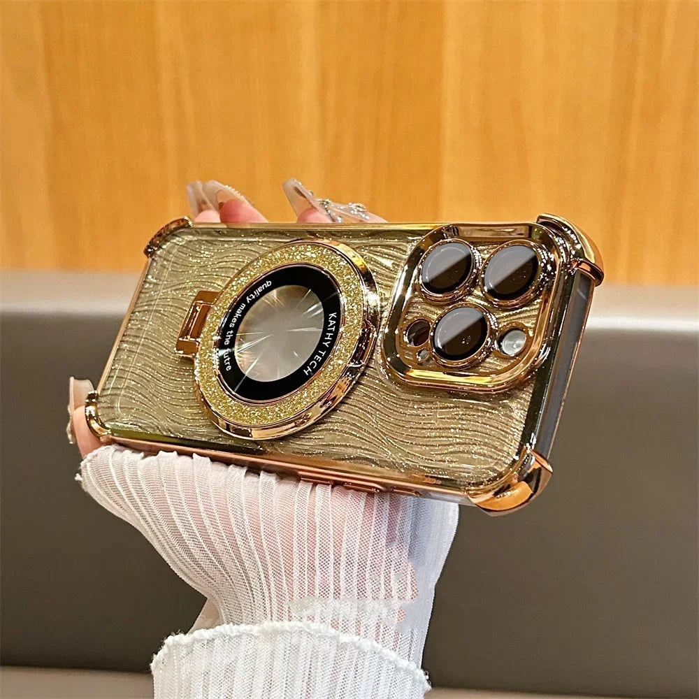 Luxury Glitter iPhone Case with Magsafe, High Quality Phone Holder, Shockproof Resistant and Anti-Scratch Material