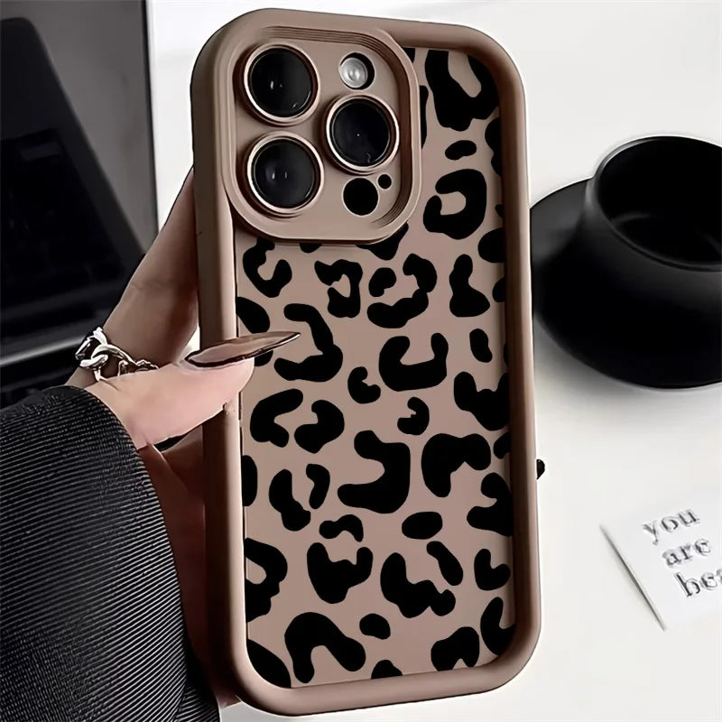 High Quality Leopard Print Phone Case For iPhone,  Matte Silicone, Soft Cover, Anti-Scratch and Anti-fingerprint case.