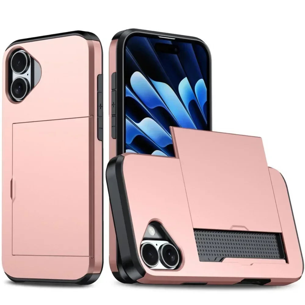 Premium iPhone Case Cover with Wallet Card Holder Slot, Shockproof Resistant Phone Case
