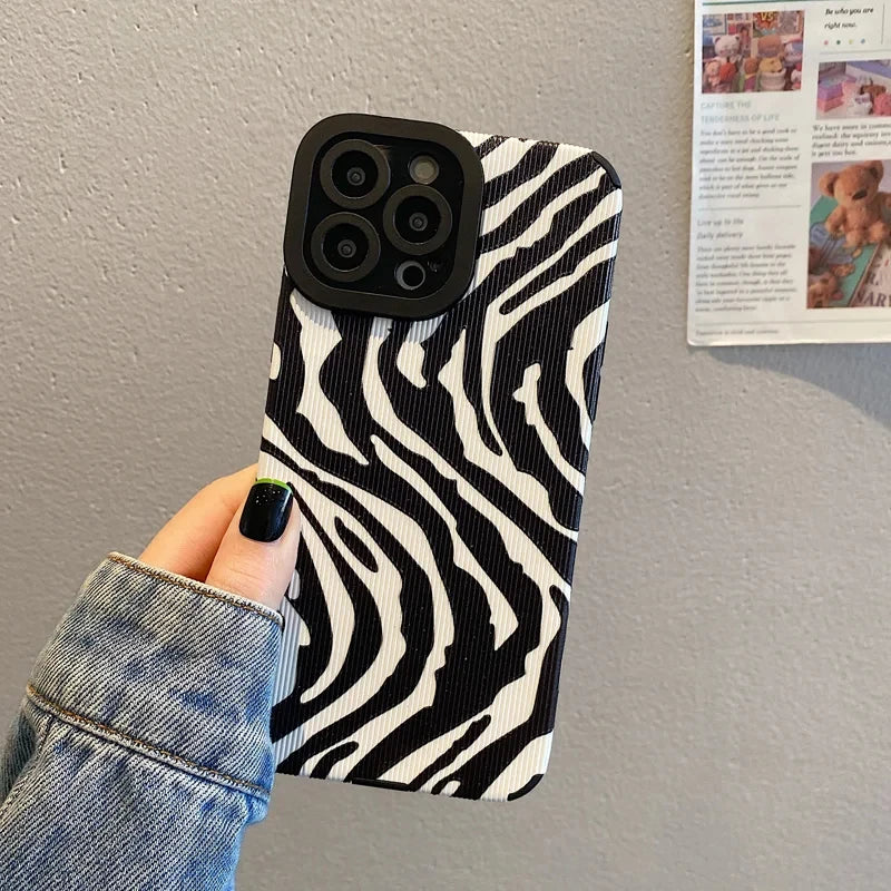 High Quality Silicone, Black and White Zebra Design Case For iPhone, Shockproof Soft Cover