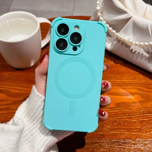 Luxury iPhone Case with Magsafe and Wireless Charging, Soft Camera Lens Protection, Shockproof  and Anti-fingerprint Cover