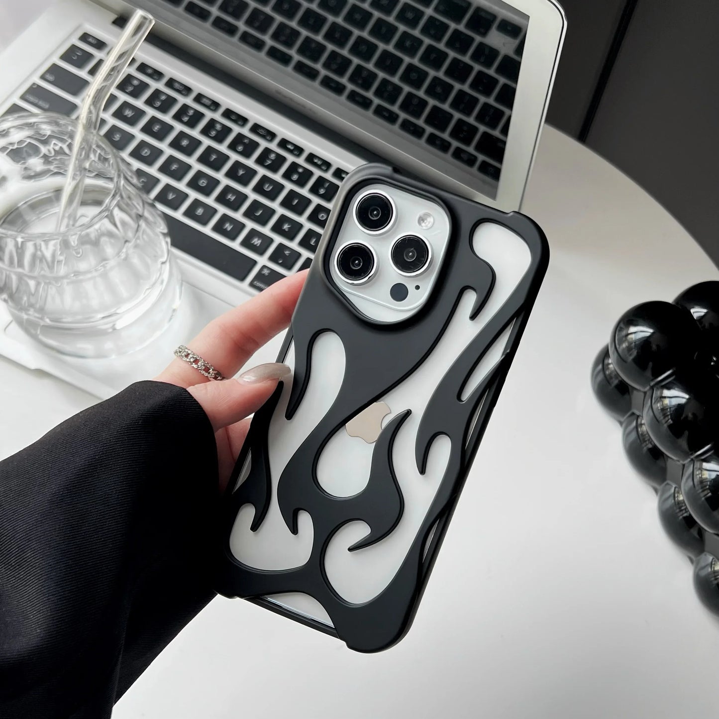 Luxury 3D Flame Case for iPhone, Unique Design Case, Anti-Fingerprint and Anti-Scratch, Matte Design