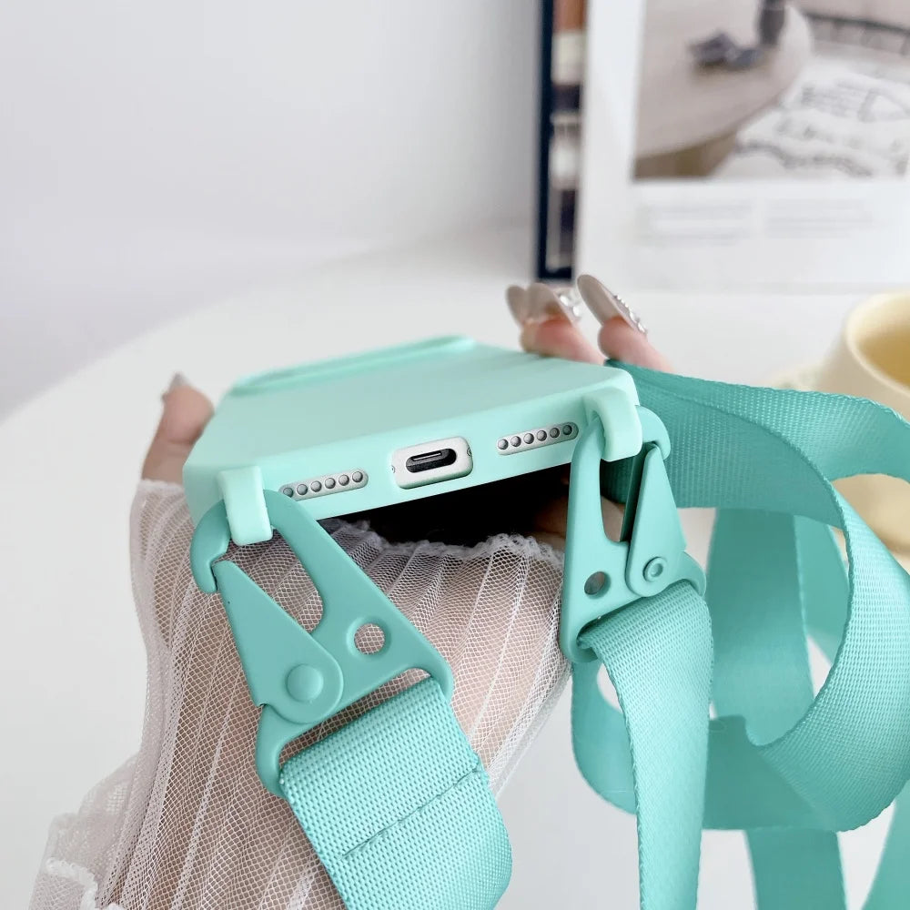 High Quality Silicone Case with Crossbody Strap, Shockproof Cover, Slim Design, Shockproof Resistant Case