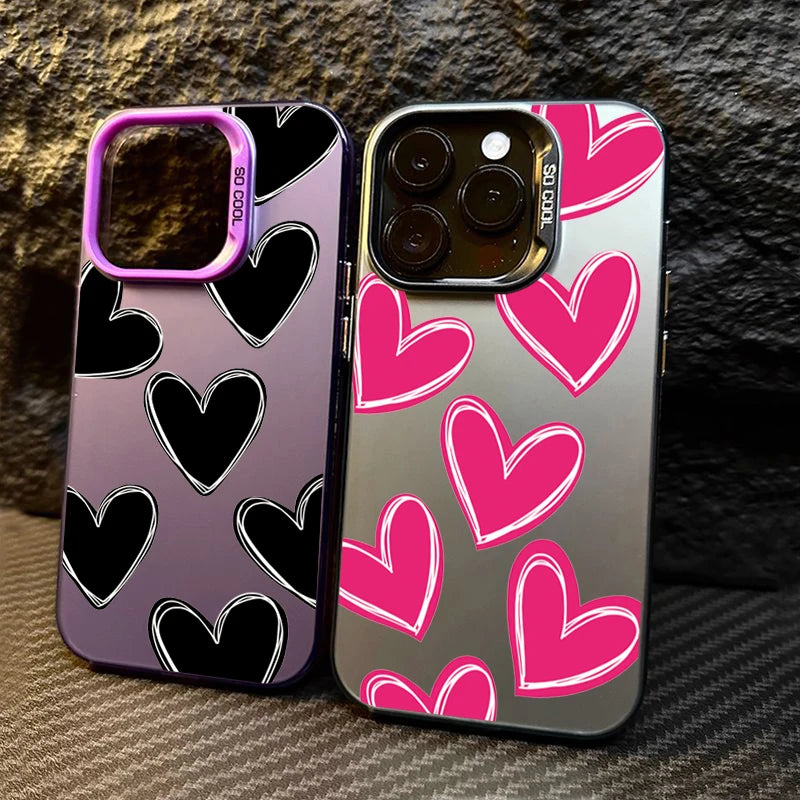 Luxury Love Heart  Electroplate Silver Case For iPhone, Shockproof Back Cover, All Around Protection Phone Case