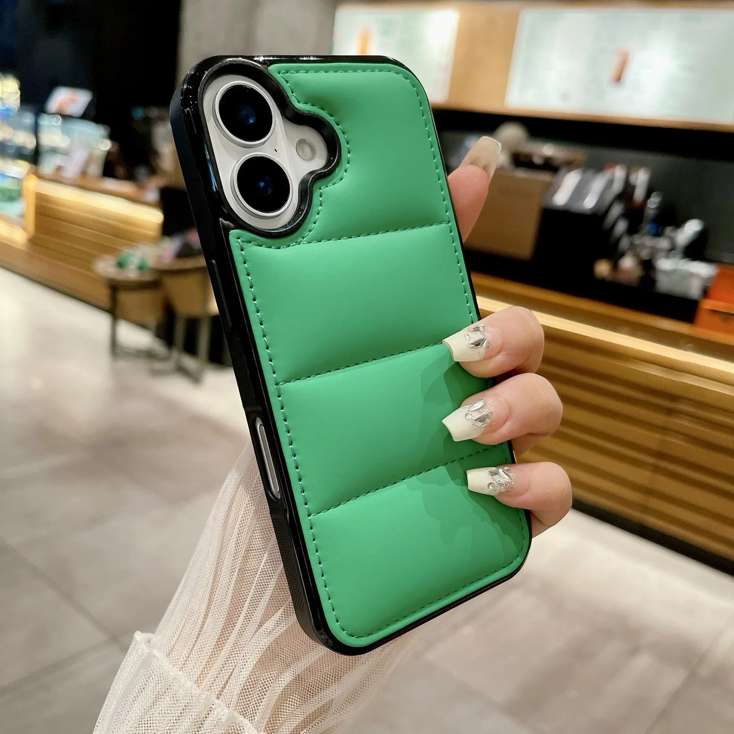 High Quality Puffer Phone Case for iPhone, Solid Color, Shockproof Protection, Soft Cover