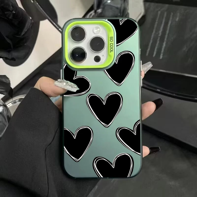 Luxury Love Heart  Electroplate Silver Case For iPhone, Shockproof Back Cover, All Around Protection Phone Case