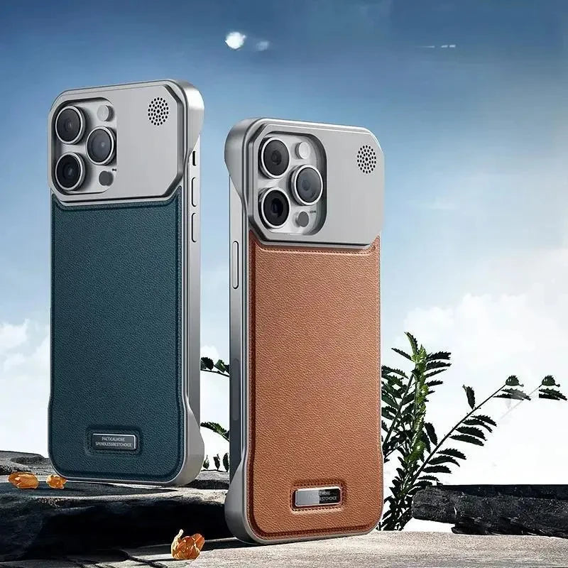 Luxury Leather Phone Case for iPhone, Magnetic Wireless Charging Case, Unique Design, Shockproof Resistant