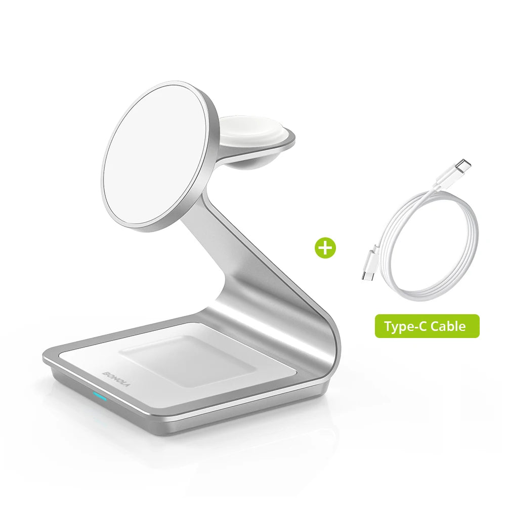 High Quality Charging Station, Magnetic 3 in 1 Wireless Charger for iPhone 15 Pro Max/14/13, Apple Watch and Air Pods, 30W.