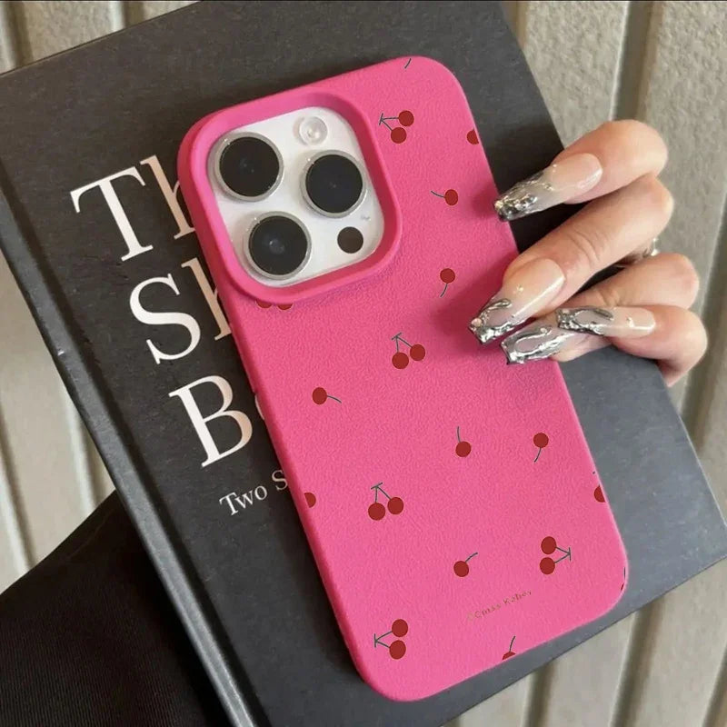 High Quality Silicone Phone Case, Cherry Design, Full Coverage Case, Shockproof Resistant