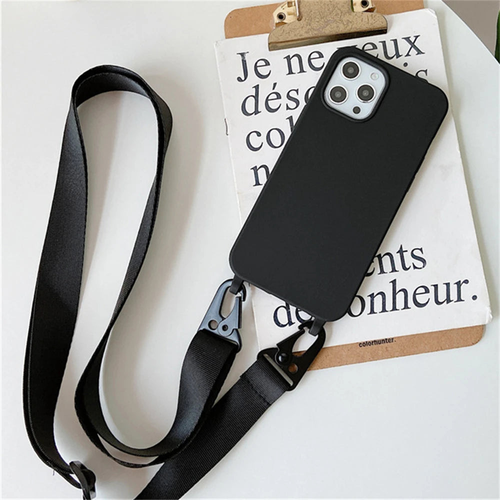 High Quality Silicone Case with Crossbody Strap, Shockproof Cover, Slim Design, Shockproof Resistant Case