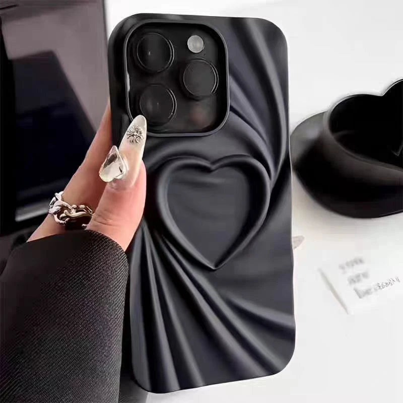 High Quality 3D Heart Design Silicone iPhone Case, Heavy Duty, Bumper Cover Phone Case