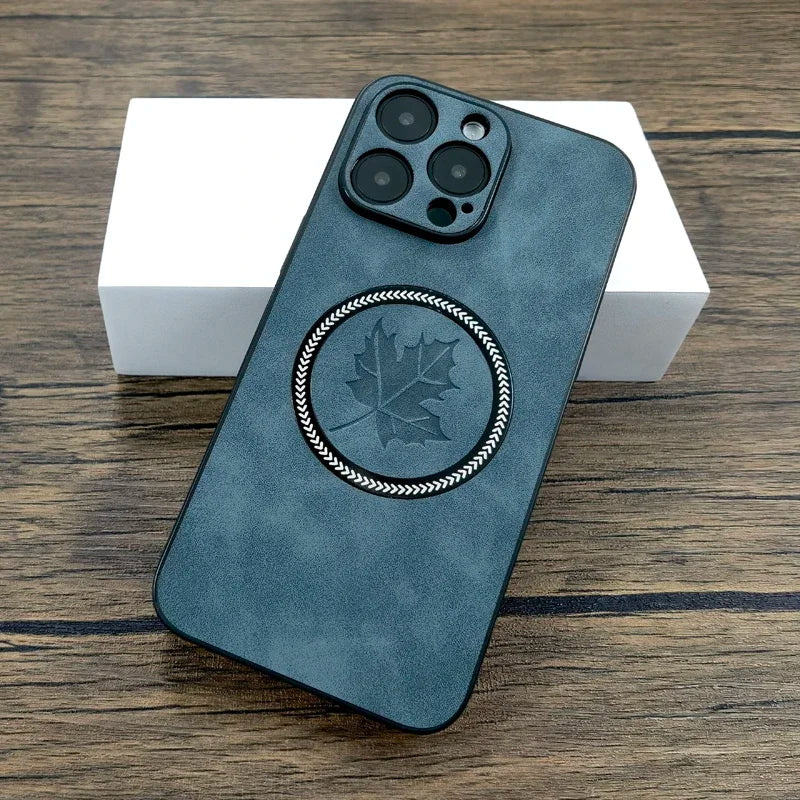 Luxury Leather Case For iPhone, For MagSafe Charging, Full Cover and Camera Lens Protection