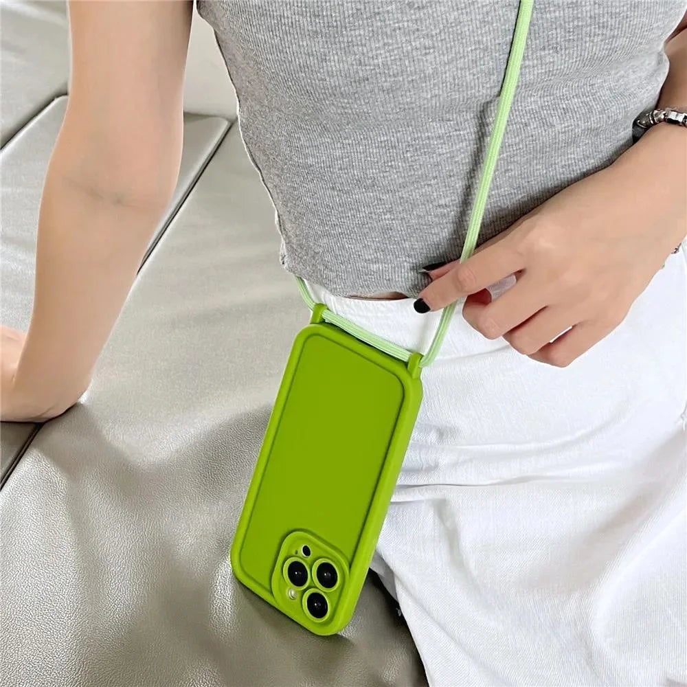 High Quality iPhone Case with Crossbody Adjustable Strap, Premium Silicone Case