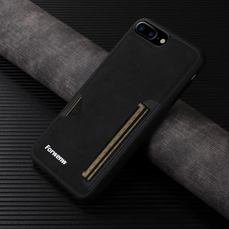 Luxury Leather Case for iPhone with Card Holder Slot, Soft Leather, All Around Protection Phone Case