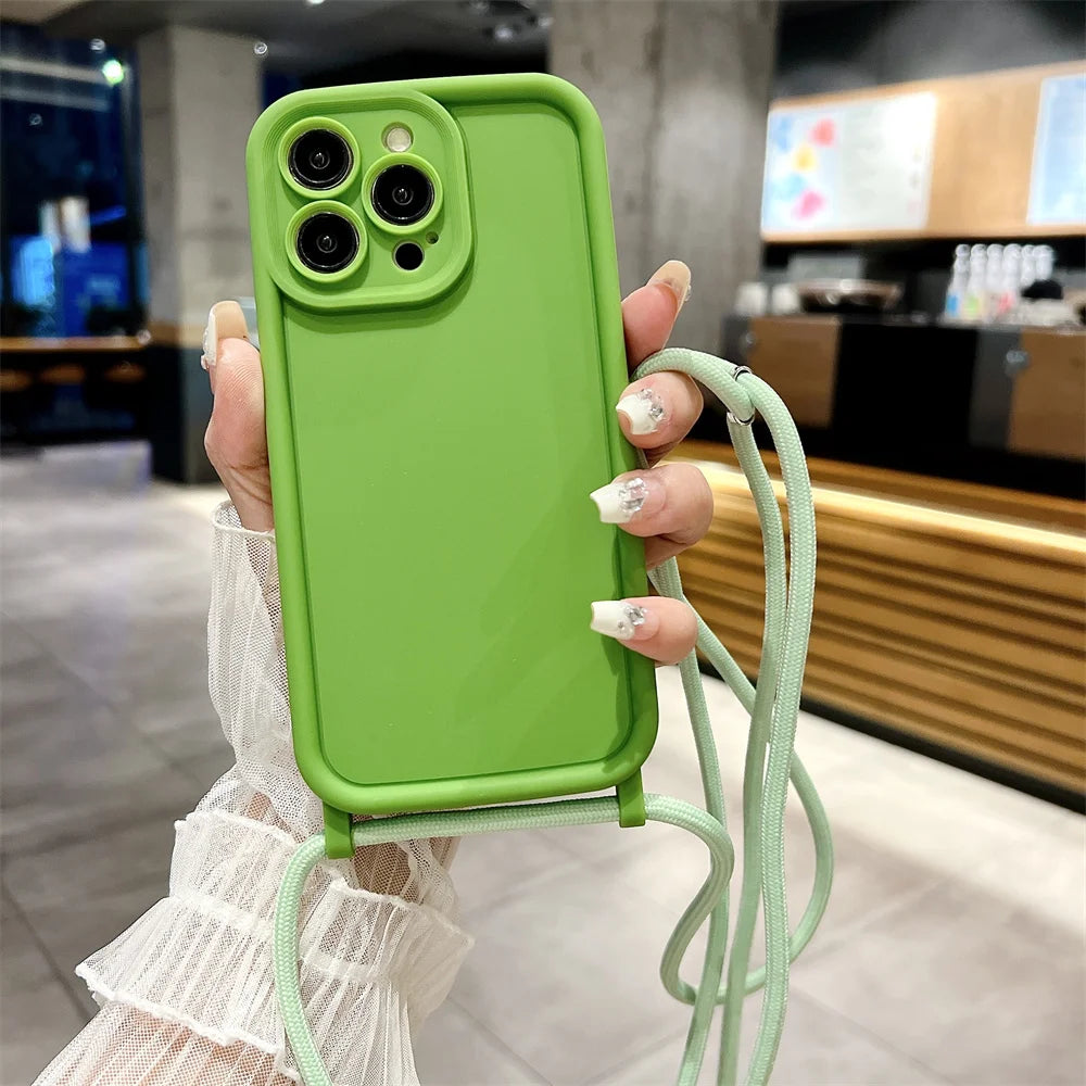 High Quality iPhone Case with Crossbody Adjustable Strap, Premium Silicone Case
