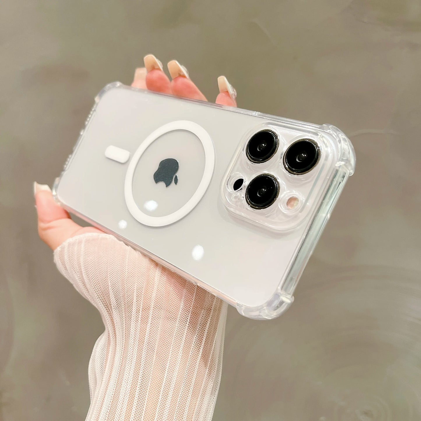 Luxury Wireless Charging Phone Case, MagSafe and Shockproof Phone Case For iPhone, Transparent and Magnetic Bumper Cover