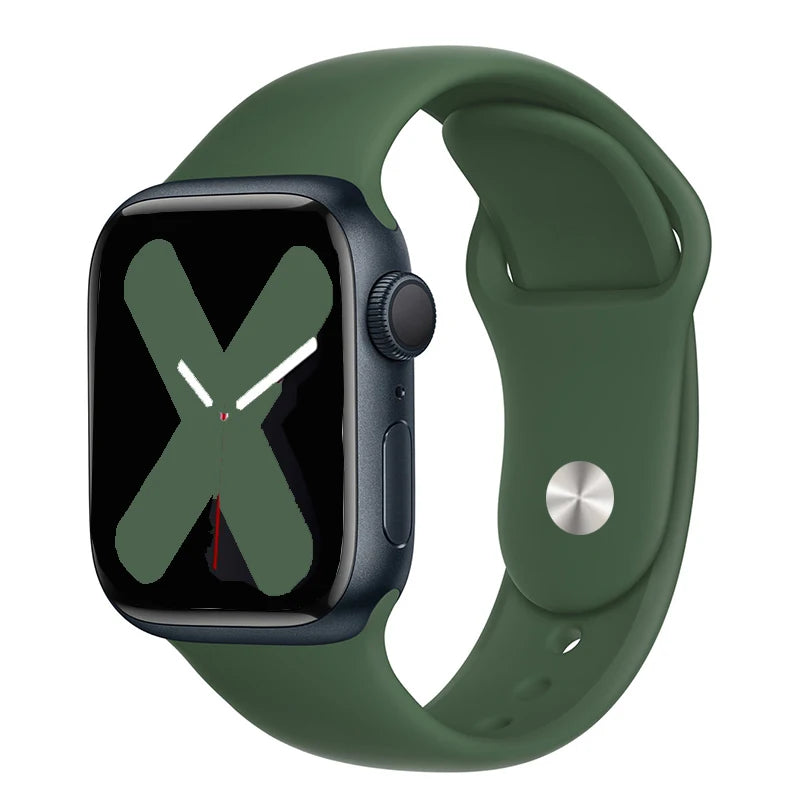 High Quality Silicone Strap For Apple Watch Series 38MM, 40MM, 41MM, 42MM, 44MM, 45MM, 49MM